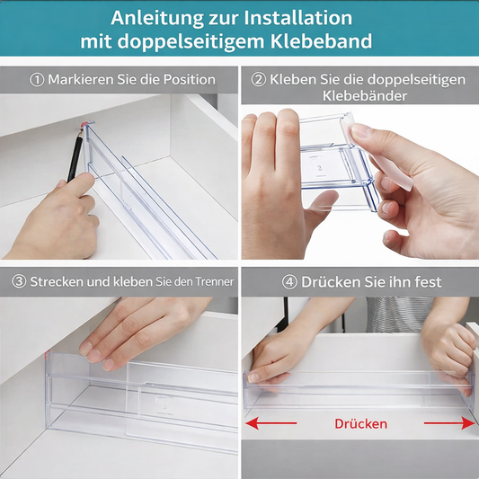 Verstellbare Schubladeneinteiler – 4-teiliges Set für ordentliche Schubladen